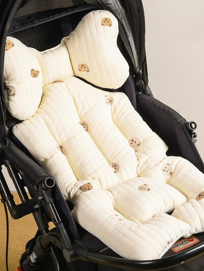 Thickened Baby Stroller Seat Cushion With Embroidered Design And Sashiko Stitching