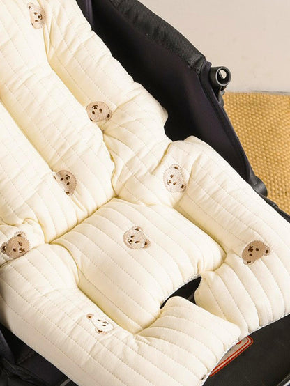 Thickened Baby Stroller Seat Cushion With Embroidered Design And Sashiko Stitching