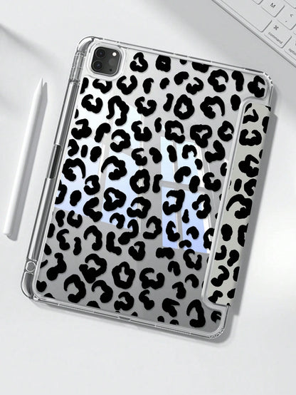 This Elegant And Cute Black Leopard Print Double-Sided Acrylic Crystal Clear Back Shockproof Cover With Shock-Proof Function Is Compatible With The 7th, 8th (10.2-Inch), And 10th Generation IPads. It
