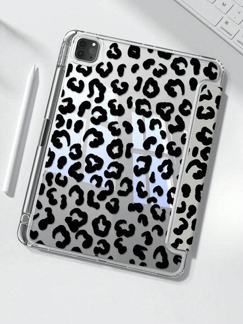 This Elegant And Cute Black Leopard Print Double-Sided Acrylic Crystal Clear Back Shockproof Cover With Shock-Proof Function Is Compatible With The 7th, 8th (10.2-Inch), And 10th Generation IPads. It