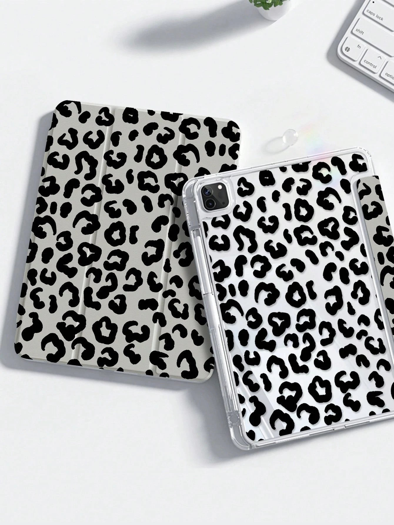 This Elegant And Cute Black Leopard Print Double-Sided Acrylic Crystal Clear Back Shockproof Cover With Shock-Proof Function Is Compatible With The 7th, 8th (10.2-Inch), And 10th Generation IPads. It