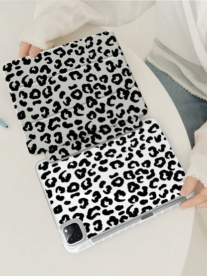 This Elegant And Cute Black Leopard Print Double-Sided Acrylic Crystal Clear Back Shockproof Cover With Shock-Proof Function Is Compatible With The 7th, 8th (10.2-Inch), And 10th Generation IPads. It