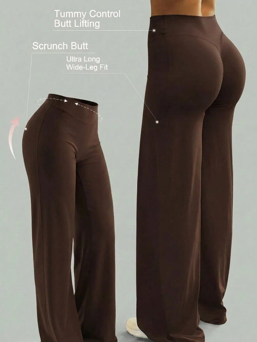 This Solid Color Yoga Wide-Leg Pants Are Comfortable And Slimming, Suitable For Running, Fitness, And Various Yoga Activities. Spring Sports