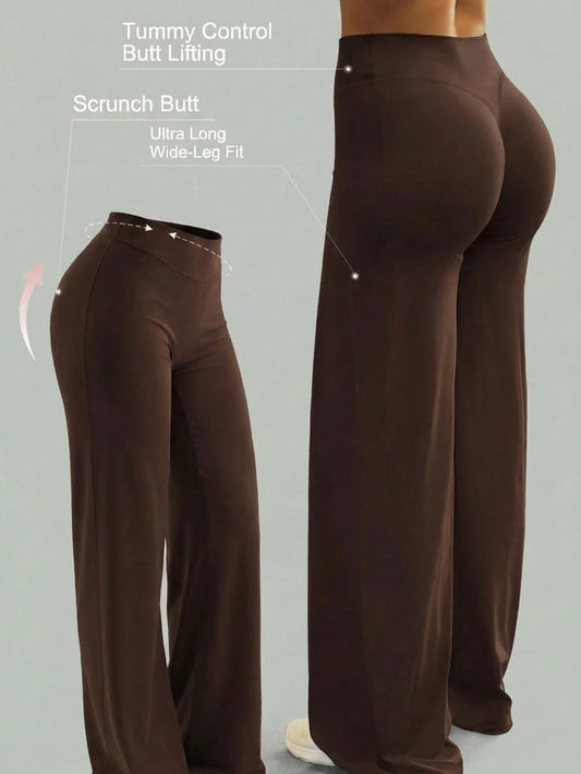 This Solid Color Yoga Wide-Leg Pants Are Comfortable And Slimming, Suitable For Running, Fitness, And Various Yoga Activities. Spring Sports