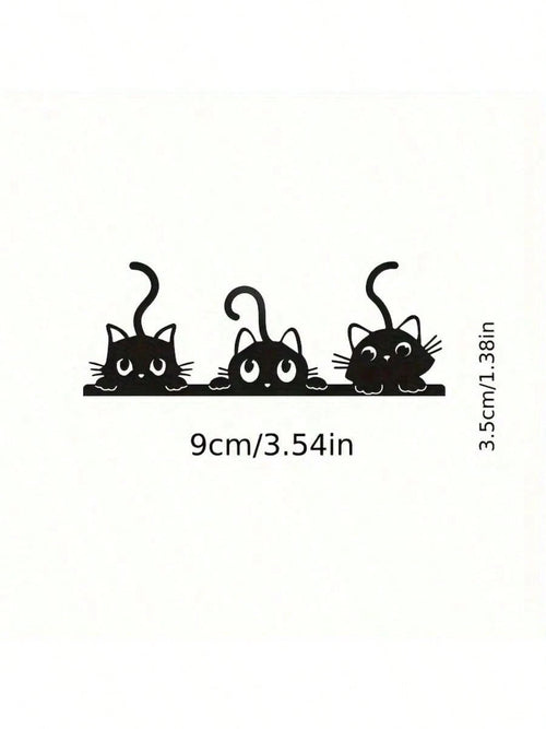 Three Cute And Mischievous Cat Probes- Rearview Mirror Stickers. Versatile For Cars, Motorcycles, Laptops- On Any Smooth Surface.