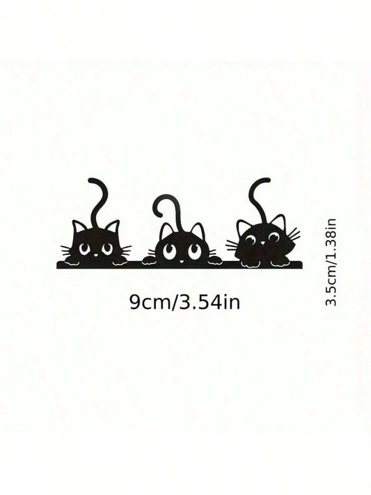 Three Cute And Mischievous Cat Probes- Rearview Mirror Stickers. Versatile For Cars, Motorcycles, Laptops- On Any Smooth Surface.