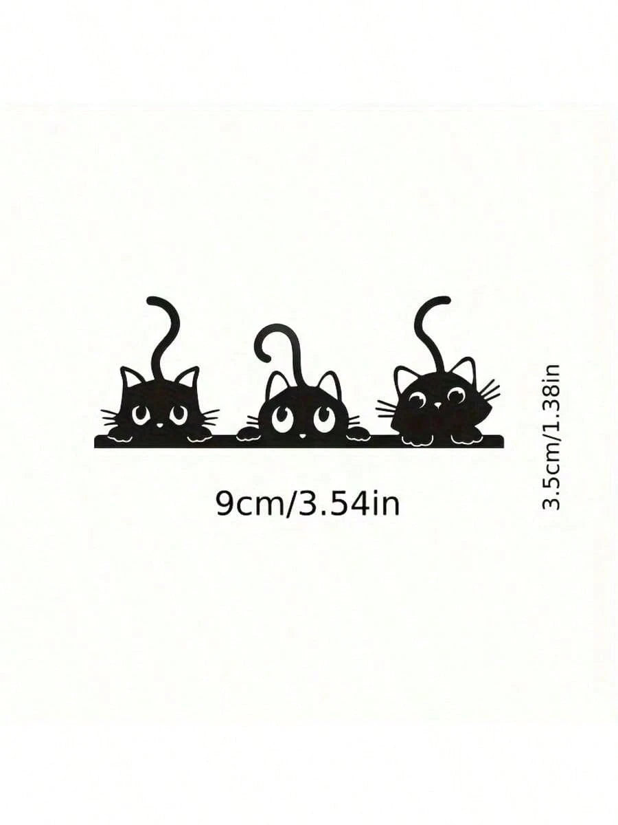 Three Cute And Mischievous Cat Probes- Rearview Mirror Stickers. Versatile For Cars, Motorcycles, Laptops- On Any Smooth Surface.