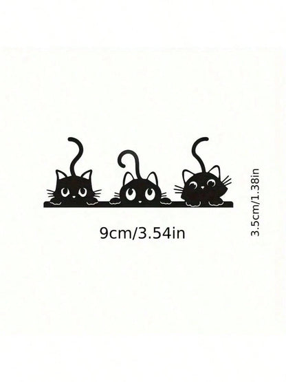 Three Cute And Mischievous Cat Probes- Rearview Mirror Stickers. Versatile For Cars, Motorcycles, Laptops- On Any Smooth Surface.