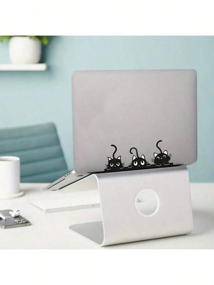 Three Cute And Mischievous Cat Probes- Rearview Mirror Stickers. Versatile For Cars, Motorcycles, Laptops- On Any Smooth Surface.