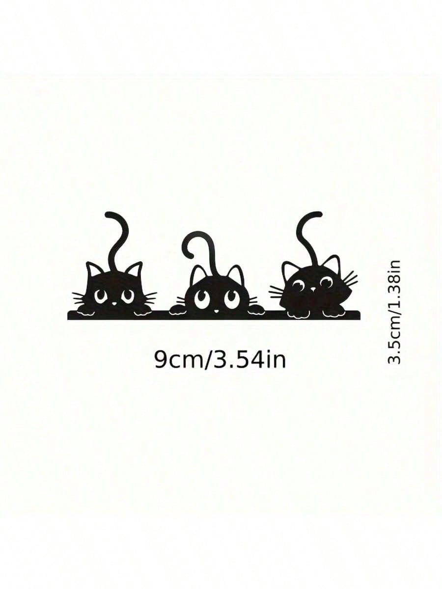 Three Cute And Mischievous Cat Probes- Rearview Mirror Stickers. Versatile For Cars, Motorcycles, Laptops- On Any Smooth Surface.