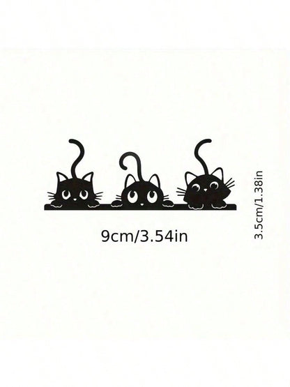 Three Cute And Mischievous Cat Probes- Rearview Mirror Stickers. Versatile For Cars, Motorcycles, Laptops- On Any Smooth Surface.