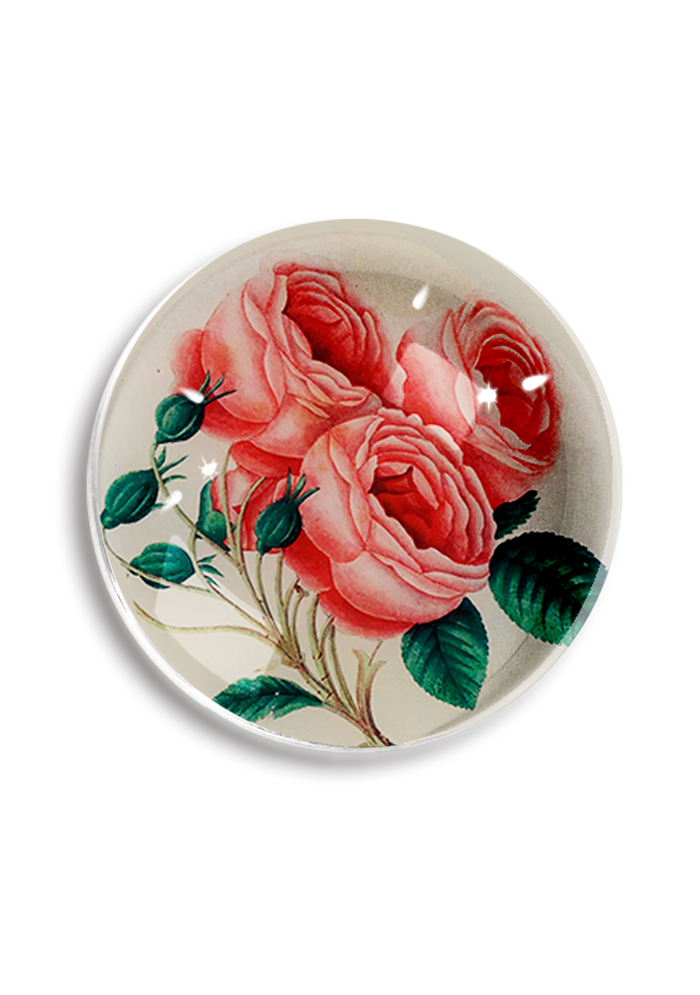 Three French Roses French Crystal Dome Paperweight