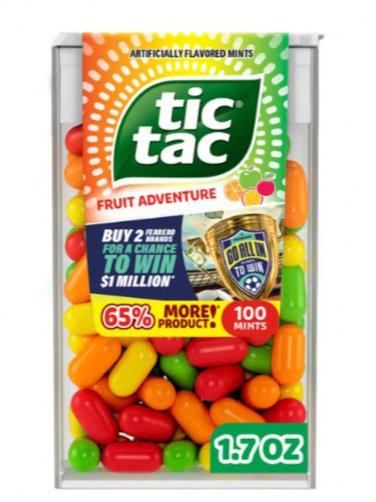 Tic Tac Fruit Flavored Pocket Mints, On-The-Go Mint Candy, 100 Pieces, 1.7 Oz, Single Pack