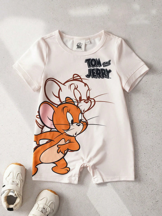 TOM & JERRY X Baby Boy Cute Cartoon Print Round Neck Short Sleeve Romper