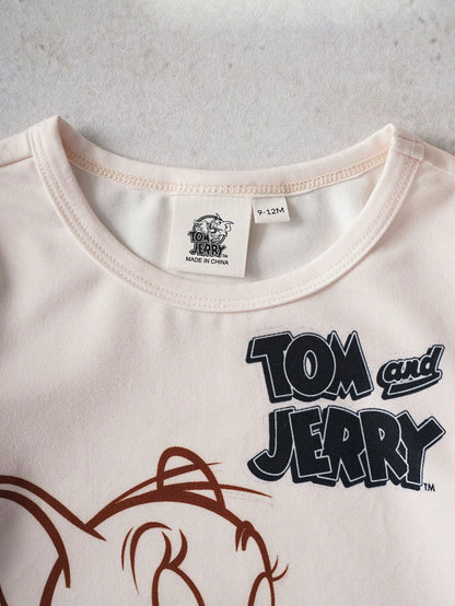 TOM & JERRY X Baby Boy Cute Cartoon Print Round Neck Short Sleeve Romper