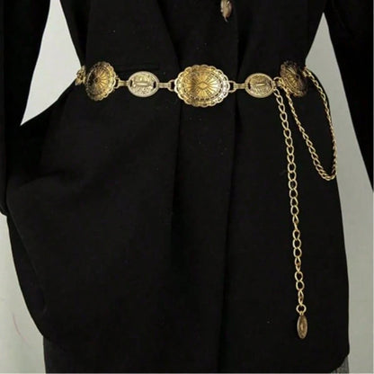TOPACC Western Metal Concho Belt For Women Cowgirl Chain Belts For Dresses Jeans Country Concert Outfit