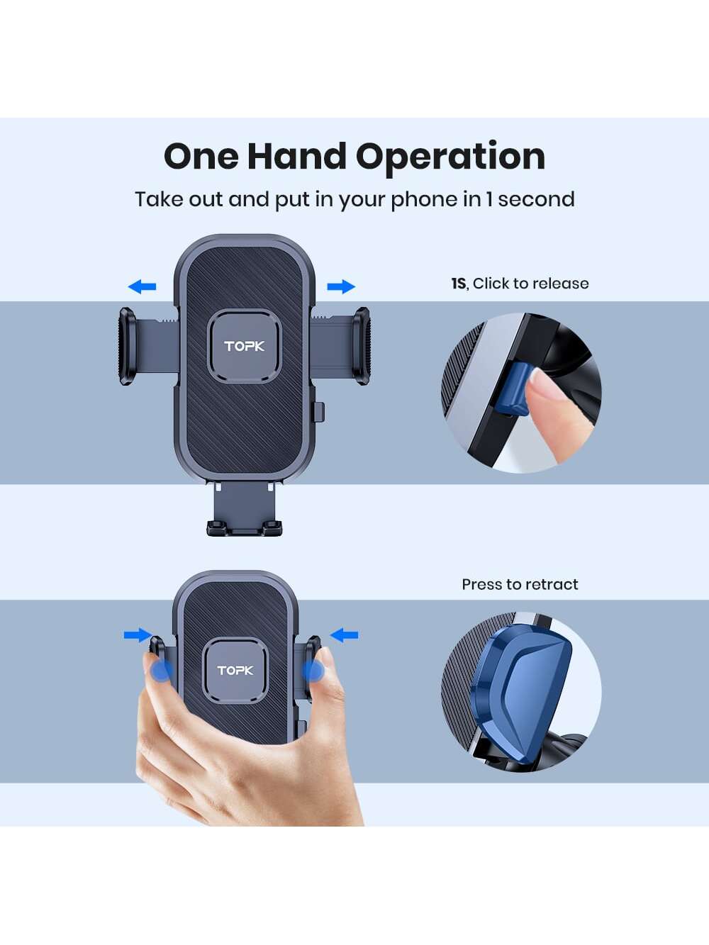 TOPK Car Phone Holder Mount For Car Air Vent,TOPK Air Vent Car Mount With Hook Clip 360° Rotation Phone Mount For Cellphones