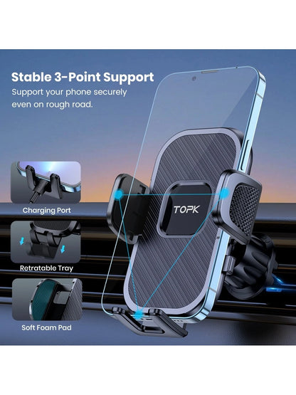 TOPK Car Phone Holder Mount For Car Air Vent,TOPK Air Vent Car Mount With Hook Clip 360° Rotation Phone Mount For Cellphones