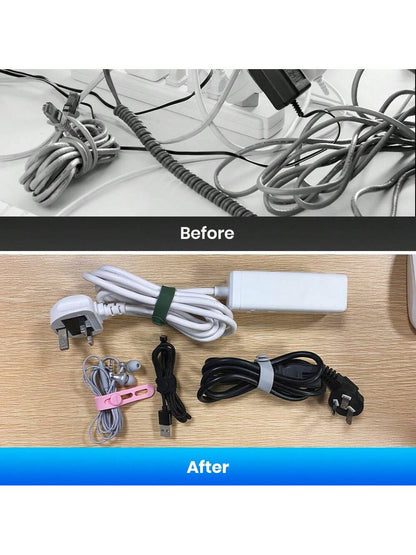 TOPK Silicone Cable Ties, Reusable Cable Management Organizer,Cable Straps,Cord Ties,Multipurpose Elastic Cord Organizer For Bundling And Fastening Cable Cords Wires Cable Organizer