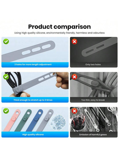 TOPK Silicone Cable Ties, Reusable Cable Management Organizer,Cable Straps,Cord Ties,Multipurpose Elastic Cord Organizer For Bundling And Fastening Cable Cords Wires Cable Organizer