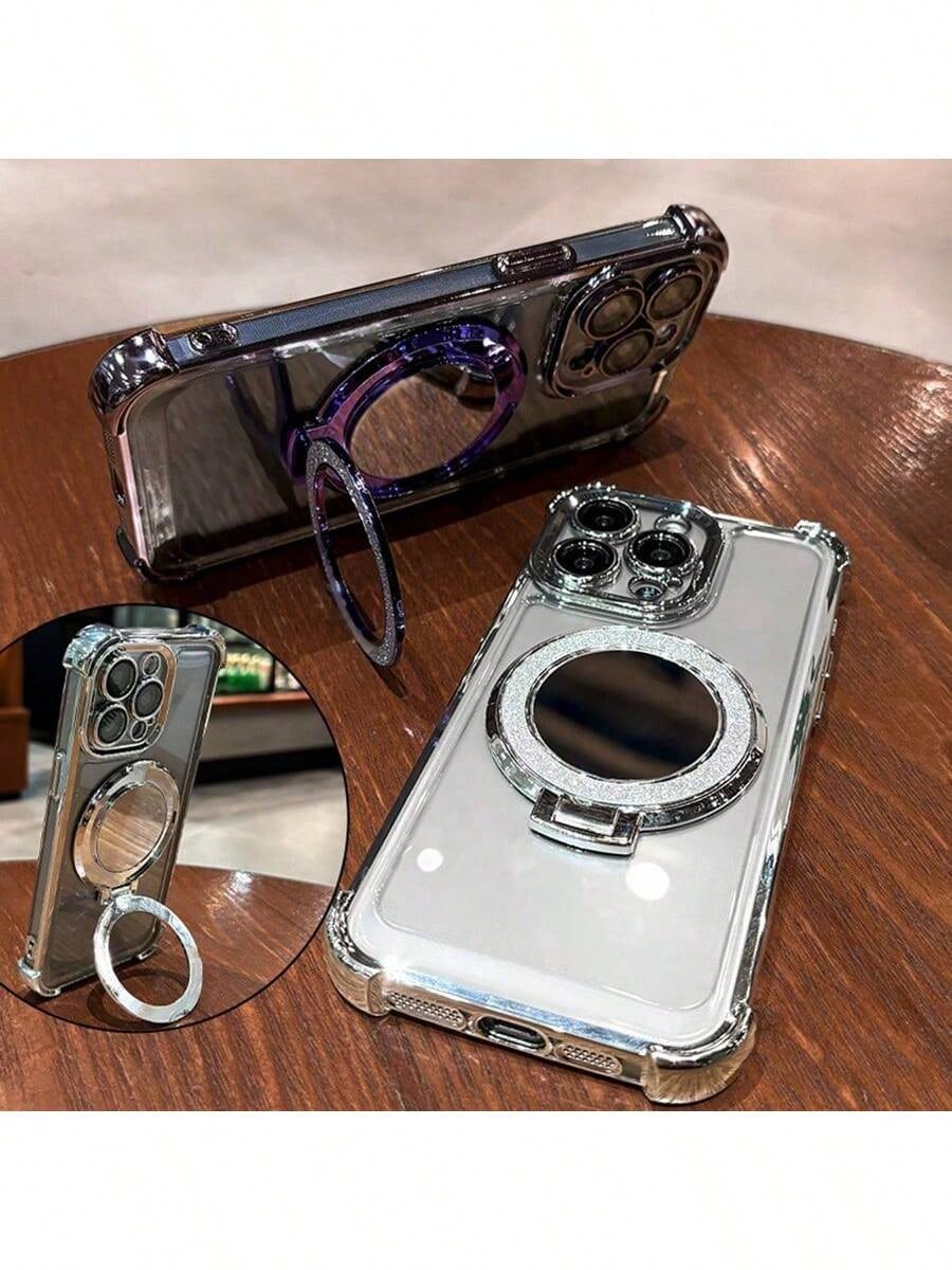 Transparent Anti-Drop Magnetic Makeup Mirror Stand, Compatible With IPhone 17/6/7/8/X/XS/XR/11/12/13/14/15/16e, Galaxy S22/23/24, A04/05/06/A07/A17/A14/A15/A16/A24/A25/A34, Note 7/8/9/10/11/12/13/14