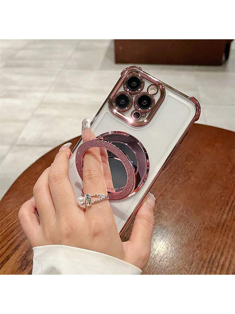 Transparent Anti-Drop Magnetic Makeup Mirror Stand, Compatible With IPhone 17/6/7/8/X/XS/XR/11/12/13/14/15/16e, Galaxy S22/23/24, A04/05/06/A07/A17/A14/A15/A16/A24/A25/A34, Note 7/8/9/10/11/12/13/14