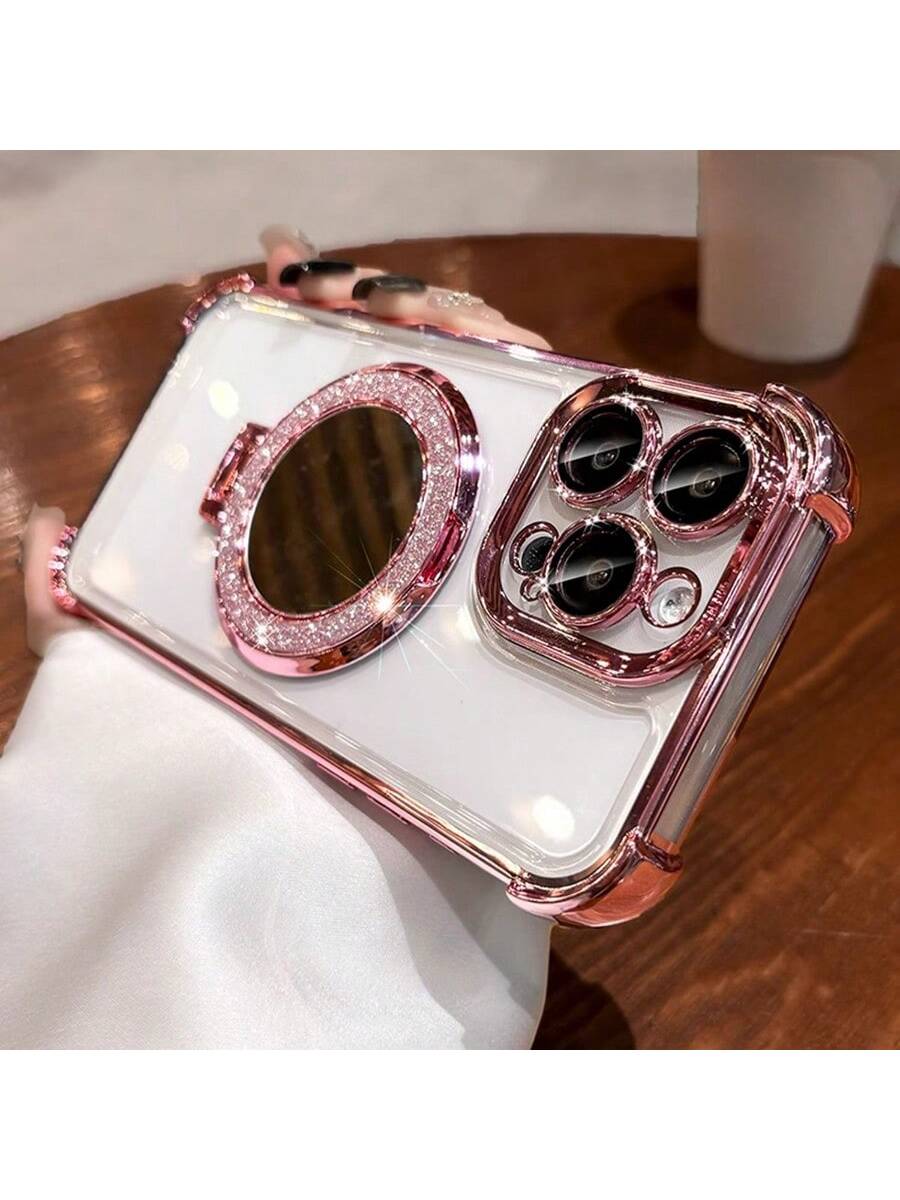 Transparent Anti-Drop Magnetic Makeup Mirror Stand, Compatible With IPhone 17/6/7/8/X/XS/XR/11/12/13/14/15/16e, Galaxy S22/23/24, A04/05/06/A07/A17/A14/A15/A16/A24/A25/A34, Note 7/8/9/10/11/12/13/14