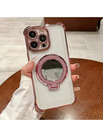 Transparent Anti-Drop Magnetic Makeup Mirror Stand, Compatible With IPhone 17/6/7/8/X/XS/XR/11/12/13/14/15/16e, Galaxy S22/23/24, A04/05/06/A07/A17/A14/A15/A16/A24/A25/A34, Note 7/8/9/10/11/12/13/14