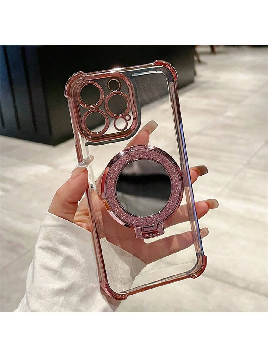 Transparent Anti-Drop Magnetic Makeup Mirror Stand, Compatible With IPhone 17/6/7/8/X/XS/XR/11/12/13/14/15/16e, Galaxy S22/23/24, A04/05/06/A07/A17/A14/A15/A16/A24/A25/A34, Note 7/8/9/10/11/12/13/14