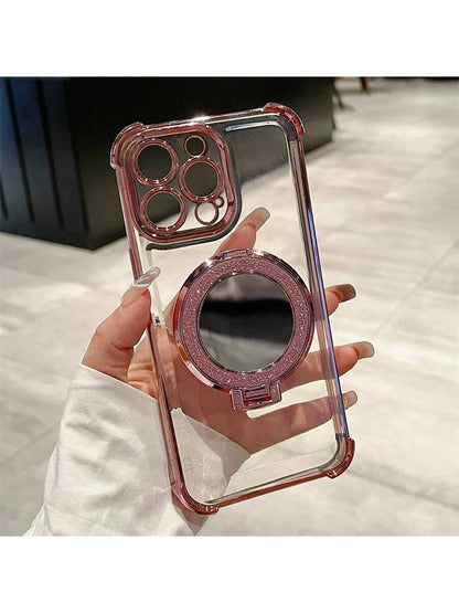 Transparent Anti-Drop Magnetic Makeup Mirror Stand, Compatible With IPhone 17/6/7/8/X/XS/XR/11/12/13/14/15/16e, Galaxy S22/23/24, A04/05/06/A07/A17/A14/A15/A16/A24/A25/A34, Note 7/8/9/10/11/12/13/14