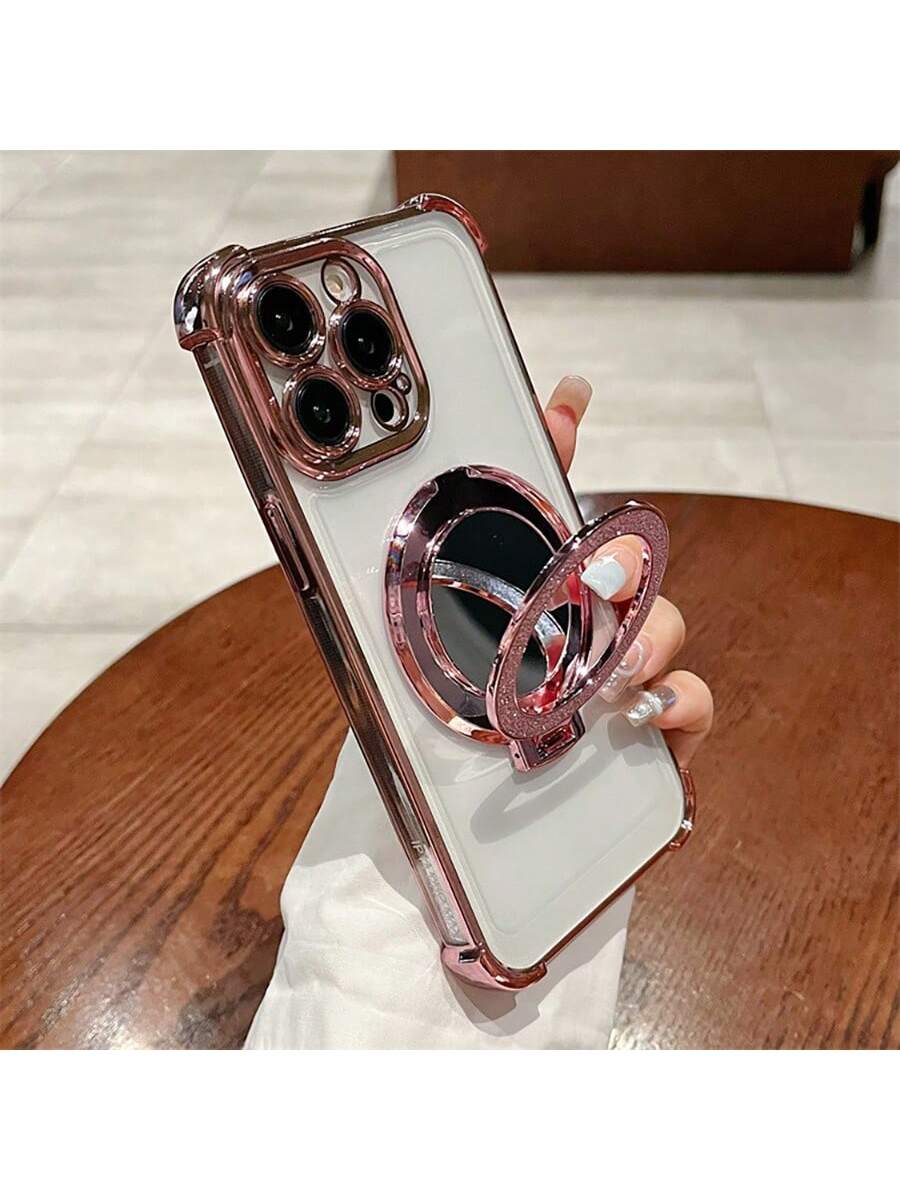 Transparent Anti-Drop Magnetic Makeup Mirror Stand, Compatible With IPhone 17/6/7/8/X/XS/XR/11/12/13/14/15/16e, Galaxy S22/23/24, A04/05/06/A07/A17/A14/A15/A16/A24/A25/A34, Note 7/8/9/10/11/12/13/14