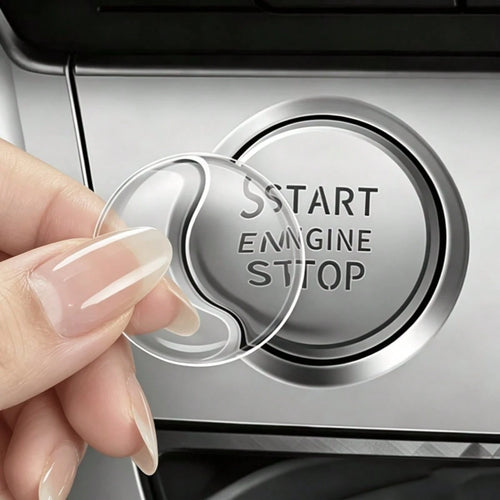 Transparent Silicone Start/Stop Button Cover- Anti-Scratch Round Sticker, Suitable For Most Cars, Easy Installation Dashboard Accessory