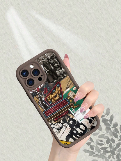 Treaty Oak Revival Band Graphic Phone Case Compatible With IPhone 17 16 15 14 13 12 11 7 X Pro Max, Country Music Rock Aesthetic Collage, Cream Beige Frame Soft Silicone Shockproof Protective Cover