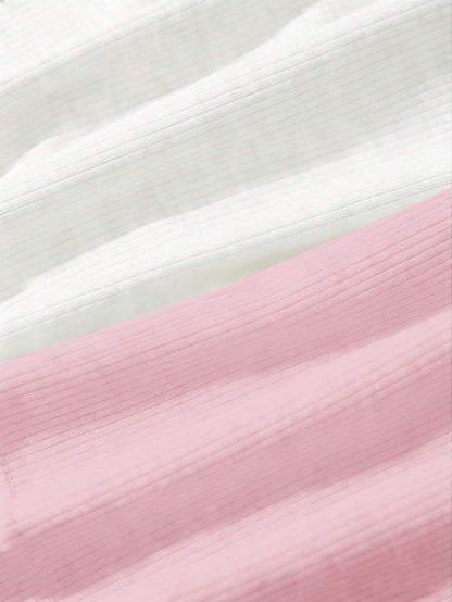 Tseoso 2 Packs Women's Ribbed Camisole Tops With Built-In Padded Bra,White And Pink,Summer,Casual,Everyday Versatile Tank Tops,Cozy Soft Girl Style For Gym