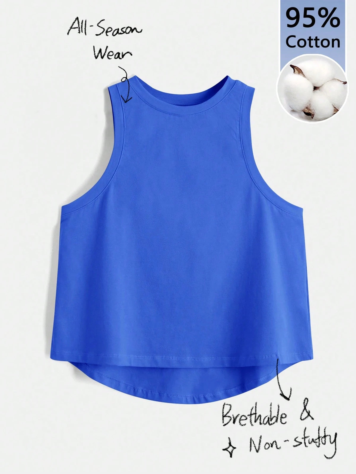 Tseoso Solid High Low Hem Tank Top