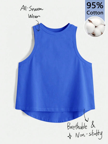 Tseoso Solid High Low Hem Tank Top