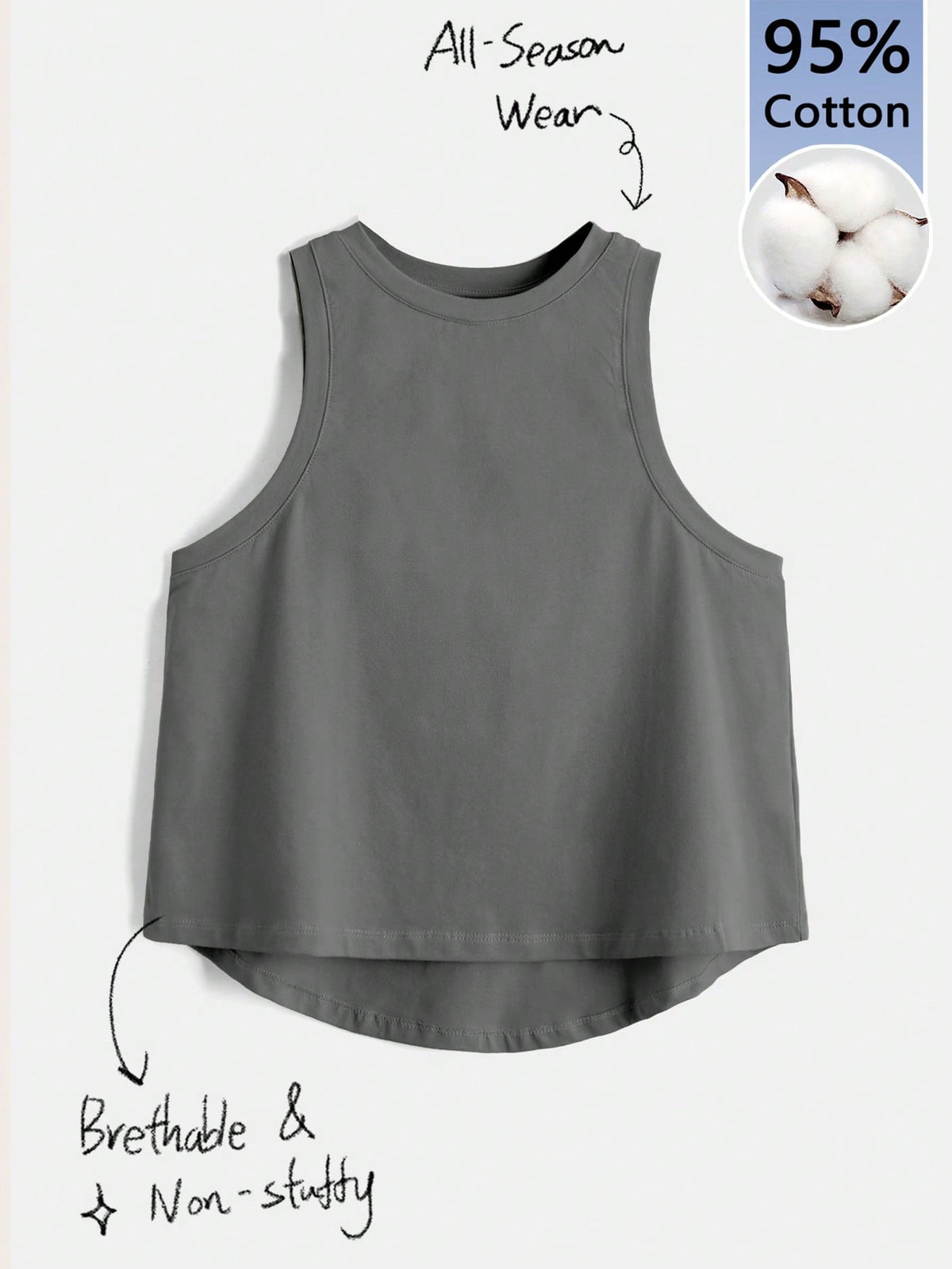Tseoso Solid High Low Hem Tank Top