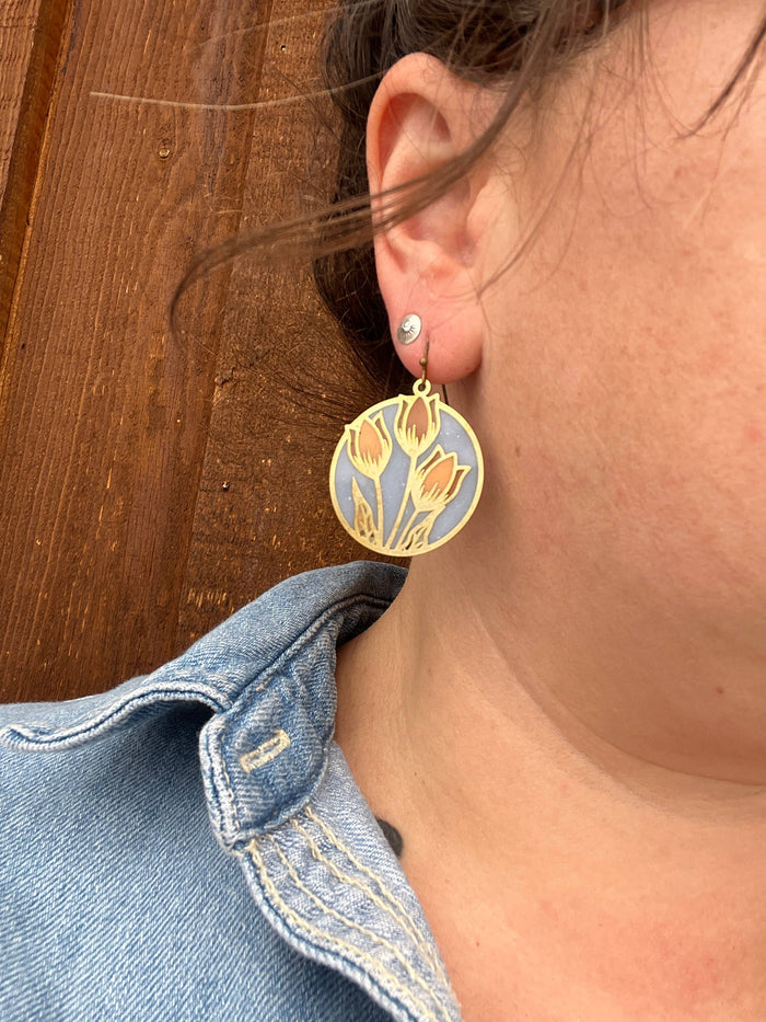 Tulips // Stained Glass Resin Earrings