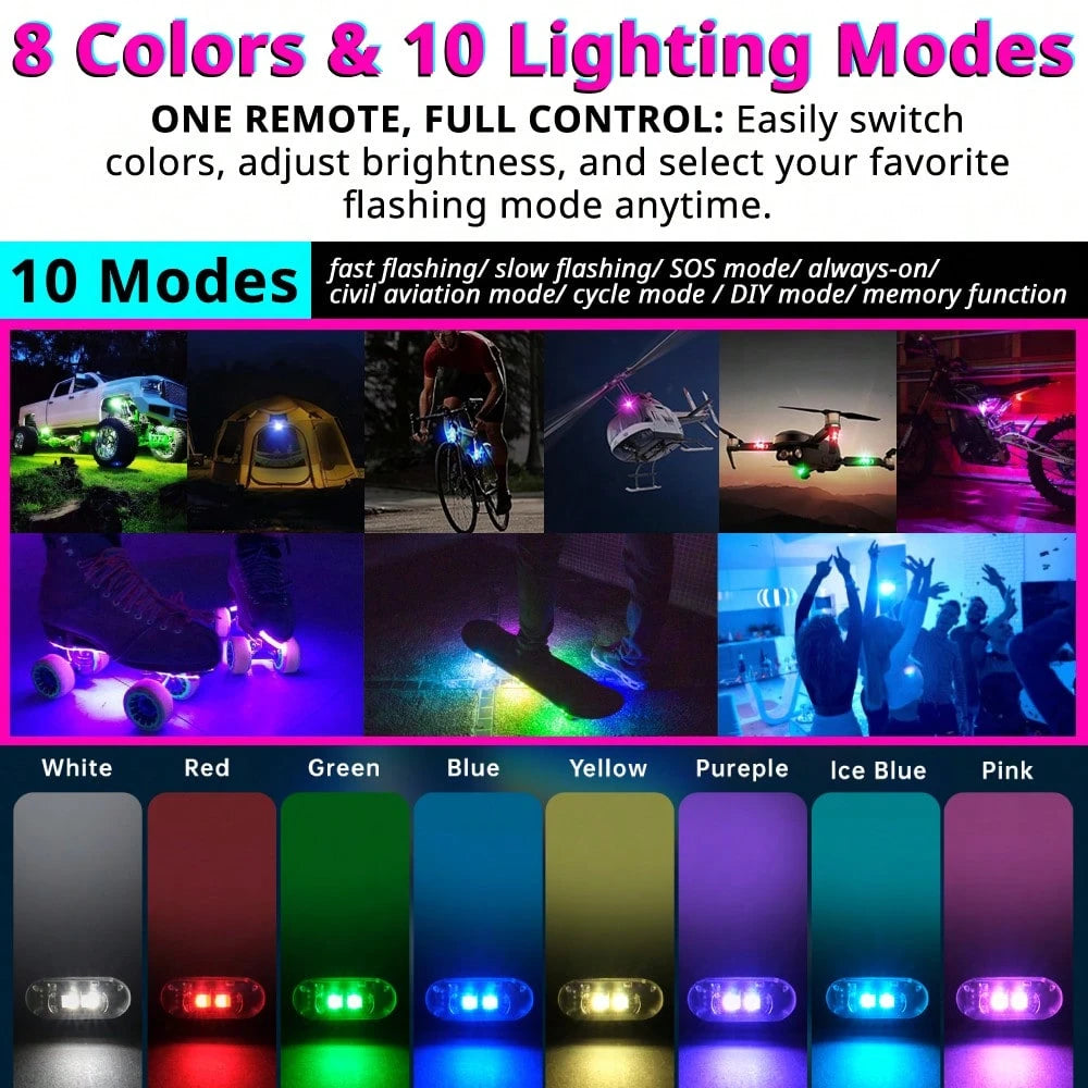 Tutu Car Led Light Set Of 4 Rechargeable RGB Car Footwell Lights Wireless Remote Control Interior Ambient LED Accent Lamps 8 Colors 10 Modes No Wiring Waterproof Front Rear Seat Floor Console Glow For