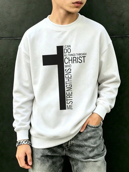 Tween Boy Warm Crewneck Sweatshirt, Kids' Autumn/Winter Long Sleeve Top, Student Casual Wear, Street/Casual/Designer/Daily/Sporty/Fashion/Preppy