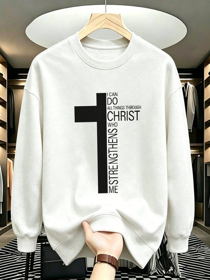 Tween Boy Warm Crewneck Sweatshirt, Kids' Autumn/Winter Long Sleeve Top, Student Casual Wear, Street/Casual/Designer/Daily/Sporty/Fashion/Preppy
