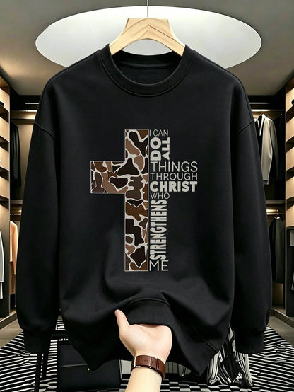Tween Boy Warm Crewneck Sweatshirt, Kids' Autumn/Winter Long Sleeve Top, Student Casual Wear, Street/Casual/Designer/Daily/Sporty/Fashion/Preppy