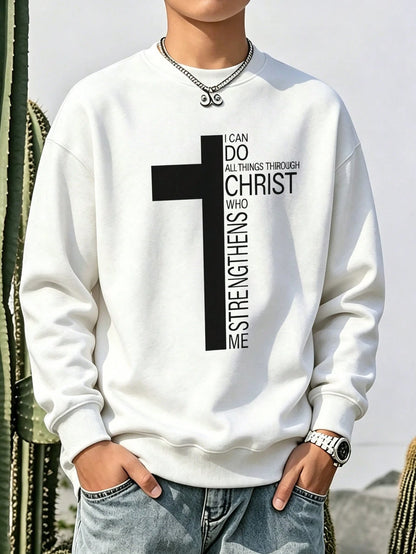 Tween Boy Warm Crewneck Sweatshirt, Kids' Autumn/Winter Long Sleeve Top, Student Casual Wear, Street/Casual/Designer/Daily/Sporty/Fashion/Preppy