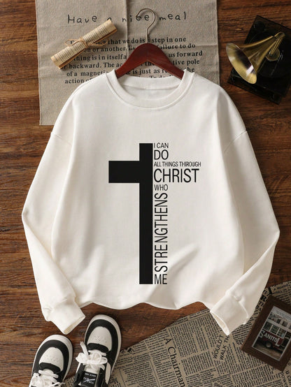 Tween Boy Warm Crewneck Sweatshirt, Kids' Autumn/Winter Long Sleeve Top, Student Casual Wear, Street/Casual/Designer/Daily/Sporty/Fashion/Preppy