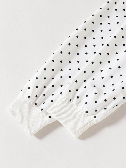 Tween Girls Gray Knit Long Sleeve Polka Dot Print Short Baseball Zip Up Jacket, Thin Autumn Style, Casual, Back To School, Outfit