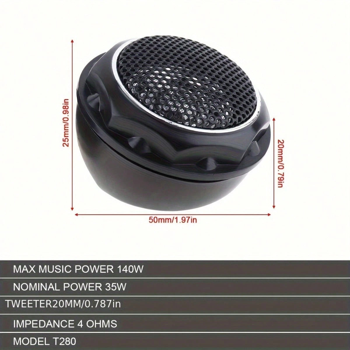 Two 140W T280 High-Efficiency Speakers For Sound System-Black, 12W, 36V, Thermoplastic Polyester, Embedded, High-Resolution Audio, Adaptive, Audio Accessories| Modern Speakers| Durable Speakers