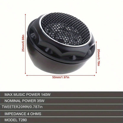 Two 140W T280 High-Efficiency Speakers For Sound System-Black, 12W, 36V, Thermoplastic Polyester, Embedded, High-Resolution Audio, Adaptive, Audio Accessories| Modern Speakers| Durable Speakers