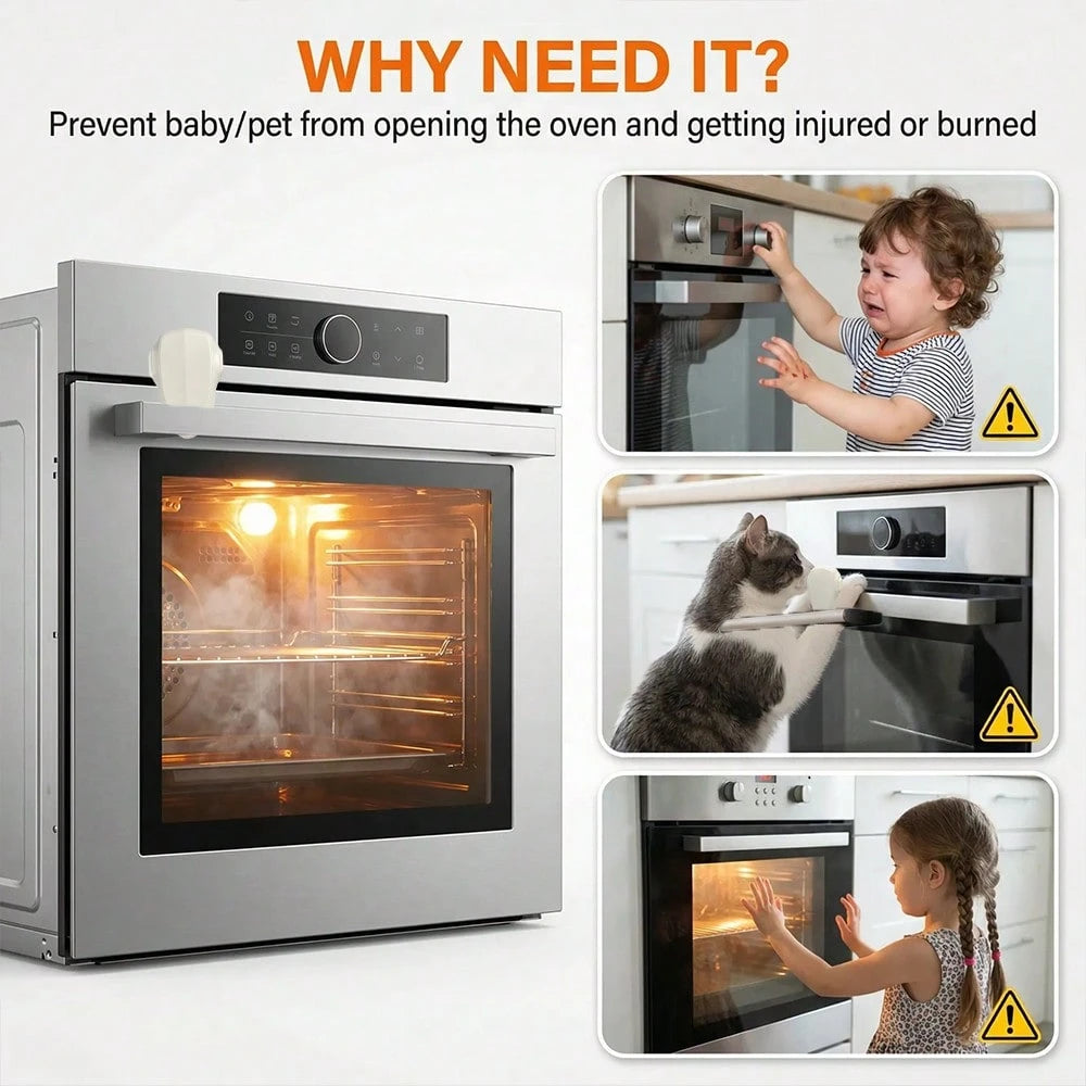 TWO DADS 1pc Child Safety Lock Oven Lock Heat-Resistant Material Easy To Install And Use No Tools Required Prevent Burns For Babies Suitable For Oven Use Kitchen Safety Product Grey/Black/Beige