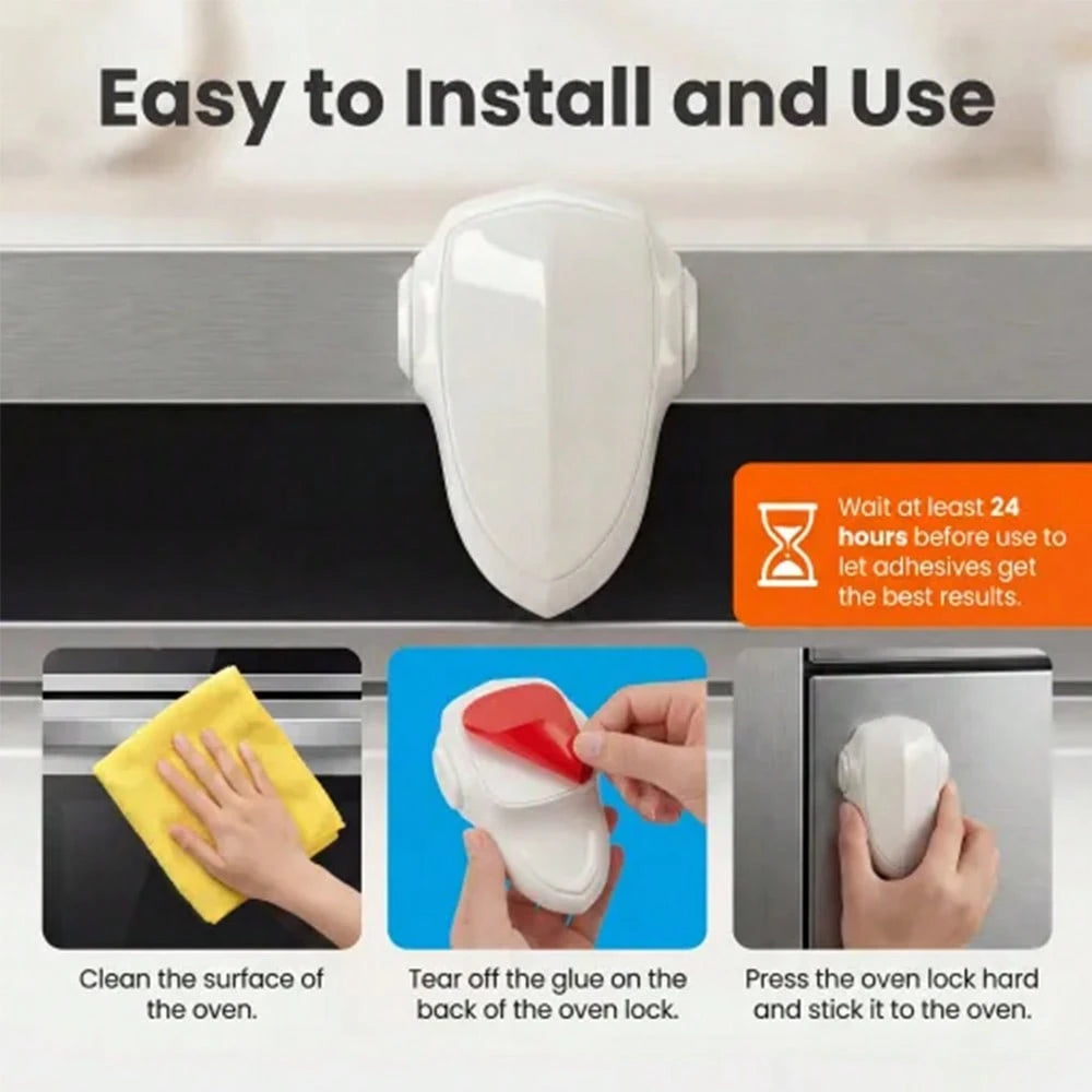 TWO DADS 1pc Child Safety Lock Oven Lock Heat-Resistant Material Easy To Install And Use No Tools Required Prevent Burns For Babies Suitable For Oven Use Kitchen Safety Product Grey/Black/Beige