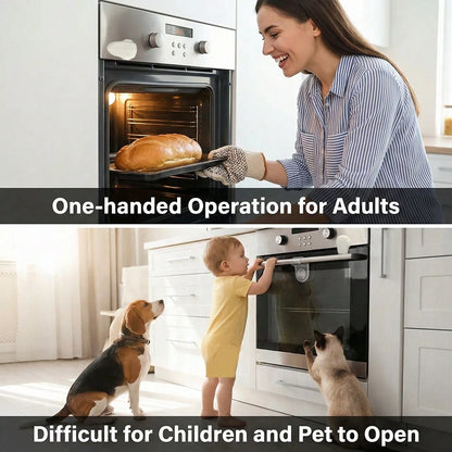 TWO DADS 1pc Child Safety Lock Oven Lock Heat-Resistant Material Easy To Install And Use No Tools Required Prevent Burns For Babies Suitable For Oven Use Kitchen Safety Product Grey/Black/Beige